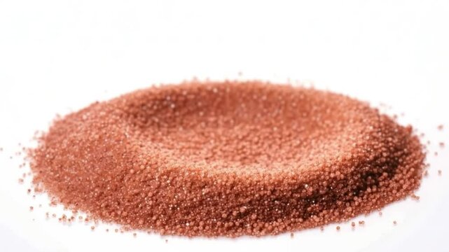 Copper Powder Pile: An eye-level shot revealing a meticulously curated pile of fine copper powder, embodying a unique visual texture, and rich, earthy tones in a soft light.