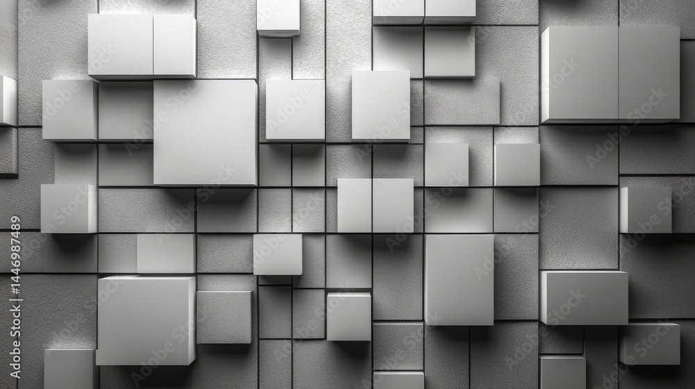 Poster sophisticated monochrome 3d box arrangement creates modern architectural composition, abstract and e