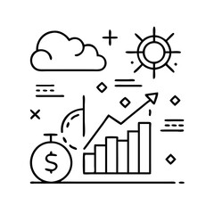 forecasting icon, forecasting line art - simple line art of forecasting, perfect for forecasting logos and icons