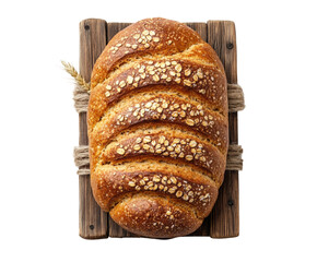 Freshly baked oatmeal bread rustic kitchen food cozy atmosphere isolated on transparent background