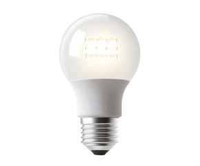 Installing energy-efficient led bulb at home diy project up close isolated on transparent background
