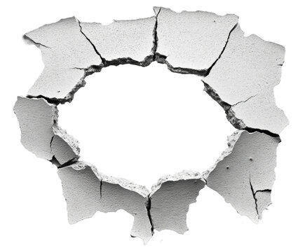 Breaking through barriers cracked wall texture abstract isolated on transparent background