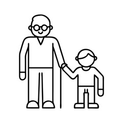 grandfather and child icon, grandfather and child line art - simple line art of grandfather and child, perfect for grandfather and child logos and icons