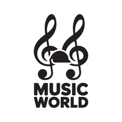Naklejka premium Modern Music World Vector Logo Design