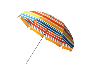 Colorful umbrella at the beach summer vibes relaxation environment isolated on transparent...