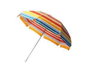 Colorful umbrella at the beach summer vibes relaxation environment isolated on transparent background
