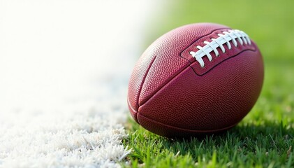 Obraz premium American football on white, showing stitches and texture , pigskin, spiral