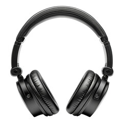 Listening experience with wireless headphones at home office setup isolated on transparent...