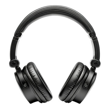 Listening experience with wireless headphones at home office setup isolated on transparent background