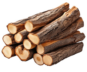 Stacked firewood preparation forest nature isolated on transparent background