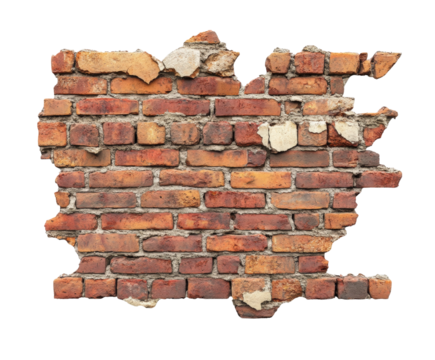 Old brick wall texture urban grunge environment isolated on transparent background
