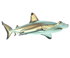 Hammerhead shark swimming in ocean marine life underwater view isolated on transparent background