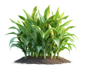 Cultivating healthy corn plants in a fertile field environment isolated on transparent background
