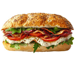Delicious sandwich creation kitchen food bright isolated on transparent background