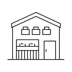 industrial warehouse icon, industrial warehouse line art - simple line art of industrial warehouse, perfect for industrial warehouse logos and icons