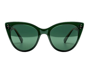 Fashionable green cat-eye sunglasses product style isolated on transparent background