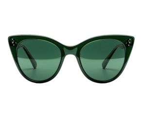 Fashionable green cat-eye sunglasses product style isolated on transparent background