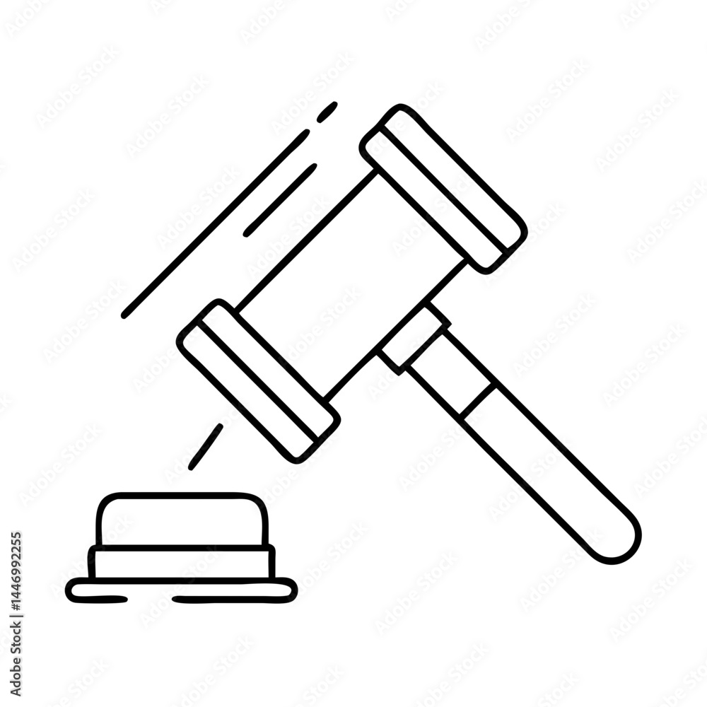 Poster judge s hammer icon, judge s hammer line art - simple line art of judge s hammer, perfect for judge 