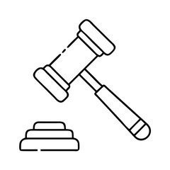 judge s hammer icon, judge s hammer line art - simple line art of judge s hammer, perfect for judge s hammer logos and icons