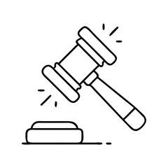 judge s hammer icon, judge s hammer line art - simple line art of judge s hammer, perfect for judge s hammer logos and icons