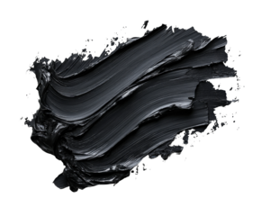 Artistic black paint stroke digital minimalist aesthetic isolated on transparent background