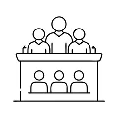 jury deliberation icon, jury deliberation line art - simple line art of jury deliberation, perfect for jury deliberation logos and icons