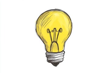 Hand-drawn illustration of a lightbulb, radiating illumination and creative ideas