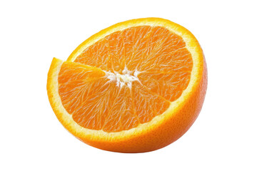 Vibrant, isolated close-up image of a citrus fruit section, showcasing its bright orange color and segmented interior.