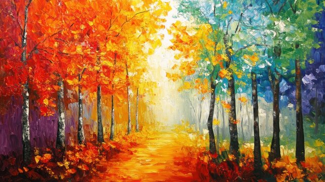 Colorful autumnal forest path