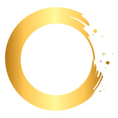 毛筆で描いた金色の円の和風フレーム