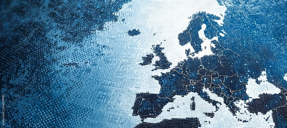 Poster europe map. generative ai technology.