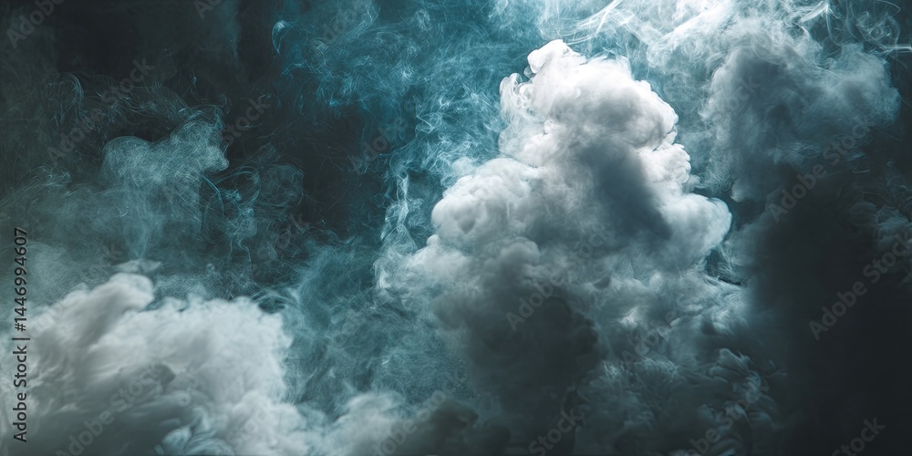 Aufkleber Dramatic Smoke and Fog Effect on Dark Backdrop for Backgrounds and Textures Used in Various Design Projects such as Photography, Art, and Video Production