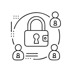 lock secure meeting icon, lock secure meeting line art - simple line art of lock secure meeting, perfect for lock secure meeting logos and icons