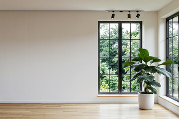 lush green plant in a bright minimalist room