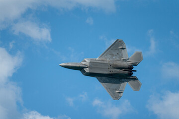 F22 Raptor flying through the sky