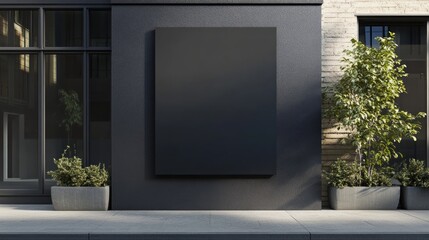 Blank billboard on a city storefront