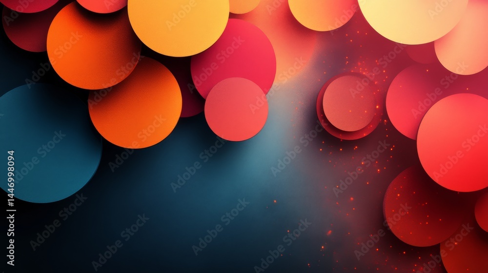 Poster warm-toned circles with abstract shadows on a moody background, modern design with soft edges and a 