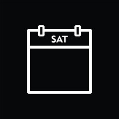 calender icon, saturday icon with black background