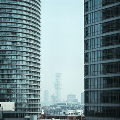 Obraz premium two modern buildings showcase architectural and urban cityscape