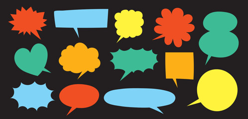 Speech bubble in Hand-drawn style set, Chatting box, Message box, Talk bubble design element, vector illustration