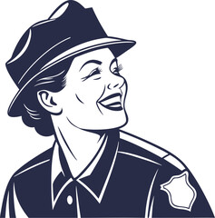 Police Caracter Vector Illustration With Happy Face In White Background