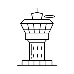 air traffic control tower icon, air traffic control tower line art - simple line art of air traffic control tower, perfect for air traffic control tower logos and icons