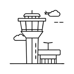 air traffic control tower icon, air traffic control tower line art - simple line art of air traffic control tower, perfect for air traffic control tower logos and icons