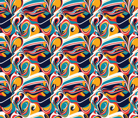 Seamless floral vector art design with colorful flower and leaf elements on a vintage pattern texture for fabric and wallpaper decoration.