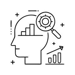 analytical thinking icon, analytical thinking line art - simple line art of analytical thinking, perfect for analytical thinking logos and icons