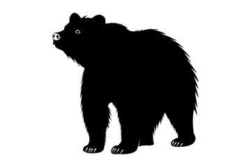 Standing Bear Silhouette Illustration on White Background