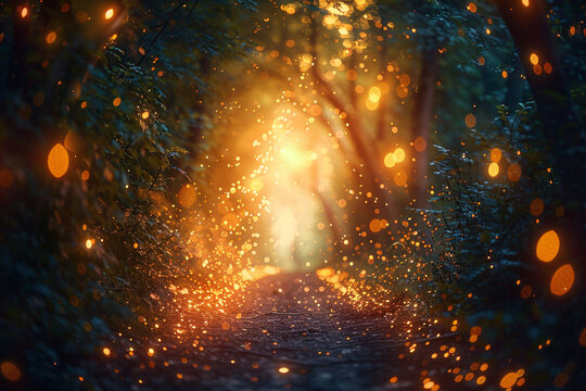 Enchanting glow illuminates mystical forest, capturing pretty mysterious charm and adventurous essence of pretty sacred grounds  