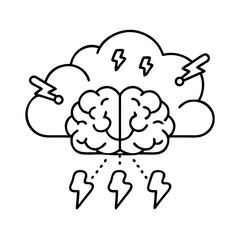 brainstorming icon, brainstorming line art - simple line art of brainstorming, perfect for brainstorming logos and icons