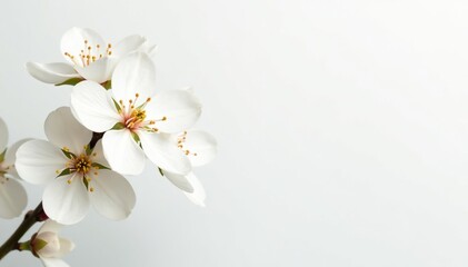Delicate white blossoms against a pure white backdrop, petal, studio