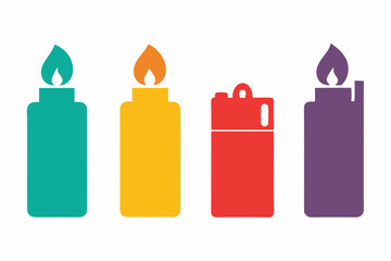 set of Lighter icon  silhouette vector illustration
